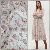 אריג שיפון פרחים קטנים בסגנון כפרי רקע אופוייט