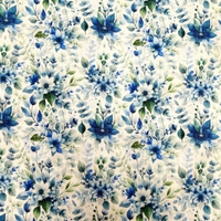 טריקו ויסקוזה דפוס דיגיטלי זר פרחים רומנטי רקע לבן