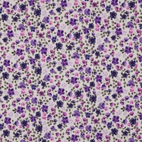 טריקו כותנה אורגני דפוס סיגליות על רקע לבן