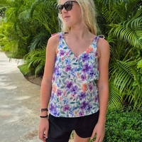 אריג כותנה וואל דפוס פרחים סגלגלים דיגיטלי