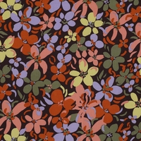 אריג ויסקוזה דפוס פריחה מרהיבה על רקע חום