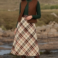 אריג משבצות טארטן גווני אופוייט חום