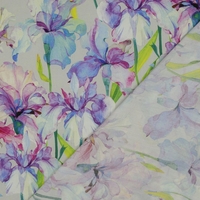 אריג ויסקוזה דפוס פרחי אירוס דיגיטלי בגוונים רכים