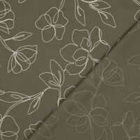 אריג פשתן רקום צבע ירוק זית