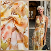 אריג ויסקוזה טנסל דפוס פרחי מיים אביבי