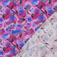 אריג ויסקוזה דפוס פנטזיה בורוד וכחול