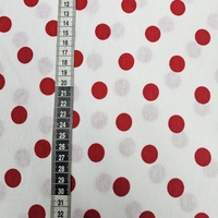 טריקו ויסקוזה דפוס נקודות אדומות על רקע לבן