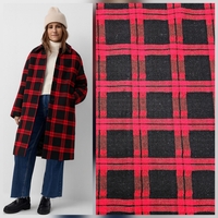 אריג צמר משבצות גווני אדום חי ושחור