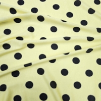 טריקו ויסקוזה דפוס נקודות שחורות על רקע צהוב בננה