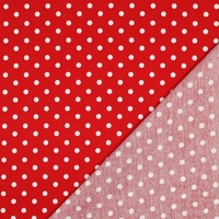 אריג כותנה נקודות לבן על רקע אדום