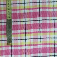 אריג צמר משבצות דו צדדי גווני ורוד צהוב לבן 