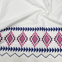 אריג כותנה וואל רקמה בגווני כחול וסגול