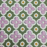 אריג קנבס דפוס פרחים גווני סגול רך וירוק דגם שיר