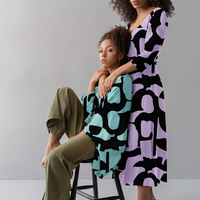 אריג ויסקוזה לייקרה דפוס אמורפי גווני מנטה שחור