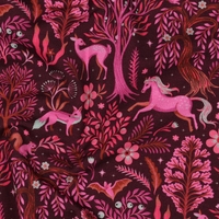 פרנץ טרי דפוס דיגיטלי חיות היער על רקע בורדו