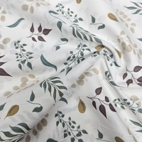 אריג כותנה דפוס עלי אקליפטוס גווני ירוק