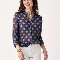 אריג כותנה וואל דפוס בוהו על רקע נייבי