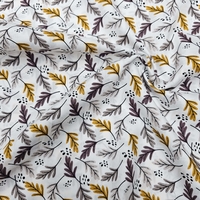 אריג כותנה דפוס עלעלים גווני אזוב