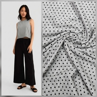 טריקו ויסקוזה דפוס נקודות סיכה שחור על רקע אפור מלאנז