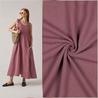 אריג פשתן ויסקוזה מכובס  צבע ורוד מעושן