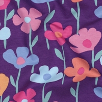 פרנץ טרי דפוס פרחים רעננים על רקע סגול