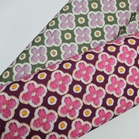 אריג קנבס דפוס פרחים גווני סגול רך וירוק דגם שיר