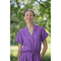 אריג כותנה פסים בגווני סגול וכחול