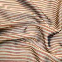 2 מטר אריג שיפון פסים כתום בריק וצהוב מוזהב