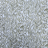 אריג ויסקוזה דפוס עלעלים מאורכים על רקע תכלת חלומי