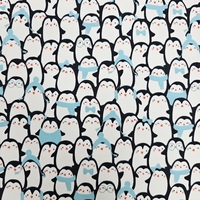 פוטר דפוס פינגווינים שמחים גווני תכלת שמנת