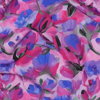 אריג ויסקוזה דפוס פנטזיה בורוד וכחול