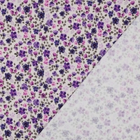 טריקו כותנה אורגני דפוס סיגליות על רקע לבן