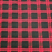 אריג צמר משבצות גווני אדום חי ושחור