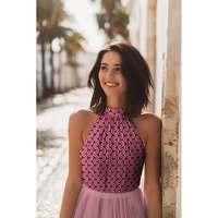 אריג ויסקוזה דפוס גאומטרי גווני ורוד בורדו