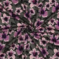 פרנץ טרי דפוס פרחים דיגיטלי סגולים על רקע ירוק יער