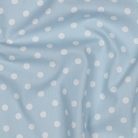 אריג כותנה נקודות לבן על רקע תכלת