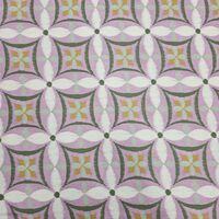 אריג קנבס דפוס פרחים אבסטרקטי גווני ירוק וסגול רך דגם קלודין