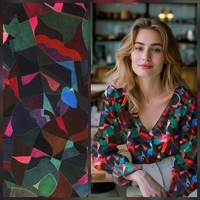 אריג ויסקוזה ECOVERO דפוס אמורפי מולטיקולור