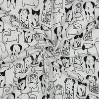 אריג פלנל דפוס כלבים חמודים על רקע אופוייט