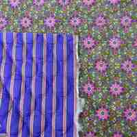 אריג קווילט דו צדדי דפוס מנדלות קטנות גווני ירוק סגול