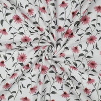 אריג דאבל טטרה דפוס פרחי מיים על רקע לבן