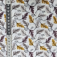 אריג כותנה דפוס עלעלים גווני אזוב