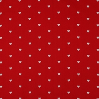 אריג כותנה אדום דפוס לבבות לבנים