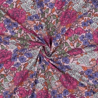 טריקו כותנה דפוס חגיגת הפרחים על רקע ורוד