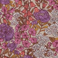 טריקו כותנה דפוס חגיגת הפרחים על רקע בז