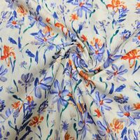 אריג כותנה דפוס גן פורח בסגול