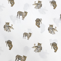 אריג כותנה דפוס נמרים על רקע לבן