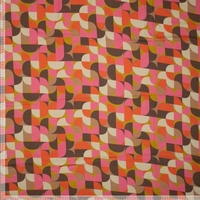 אריג ויסקוזה דפוס גאומטרי גווני ורוד בז חום דגם שרה