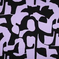 אריג ויסקוזה לייקרה דפוס אמורפי גווני סגול שחור