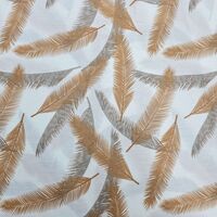 אריג כותנה דפוס נוצות בגווני כאמל אפור